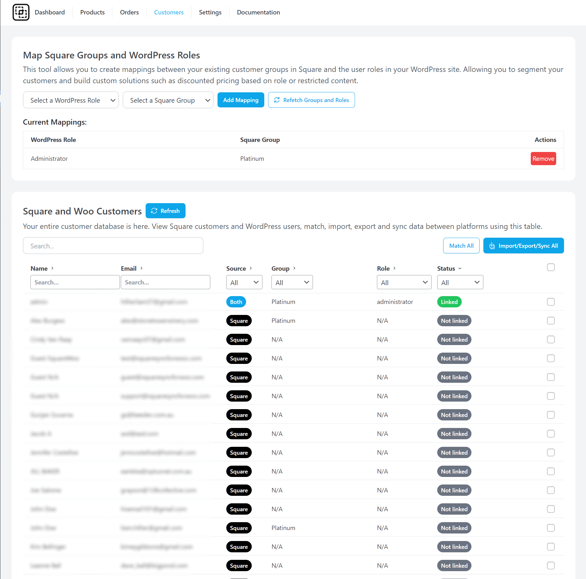 Square WooCommerce Customer Syncing