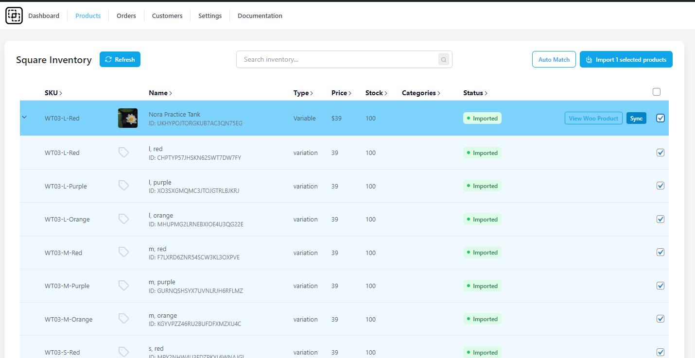 Square WooCommerce Import Products