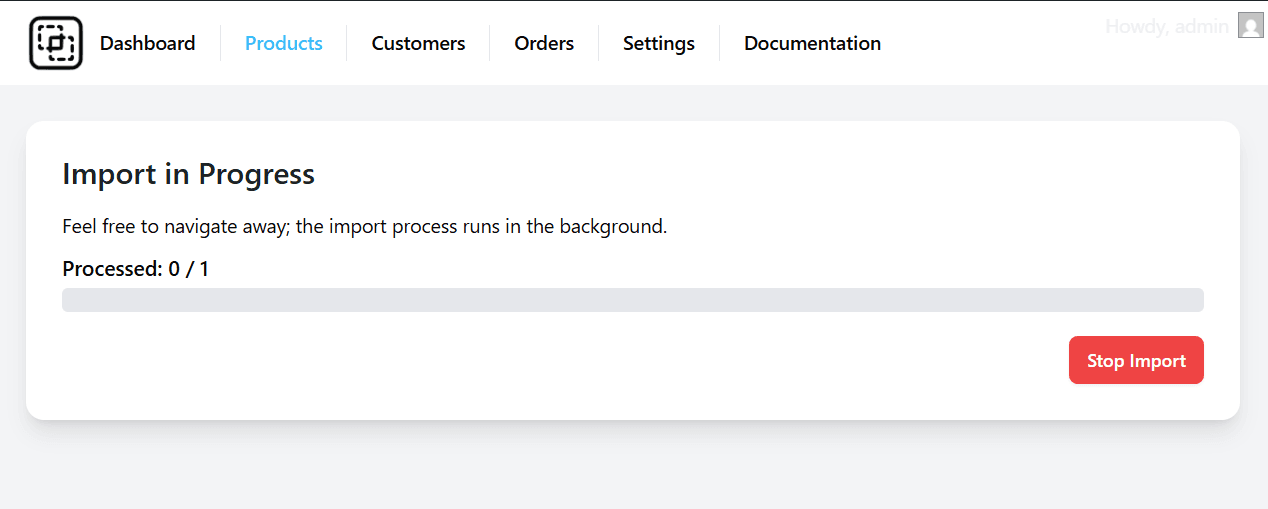 Square to WooCommerce Inventory and Product Sync 2 Import in progress 1