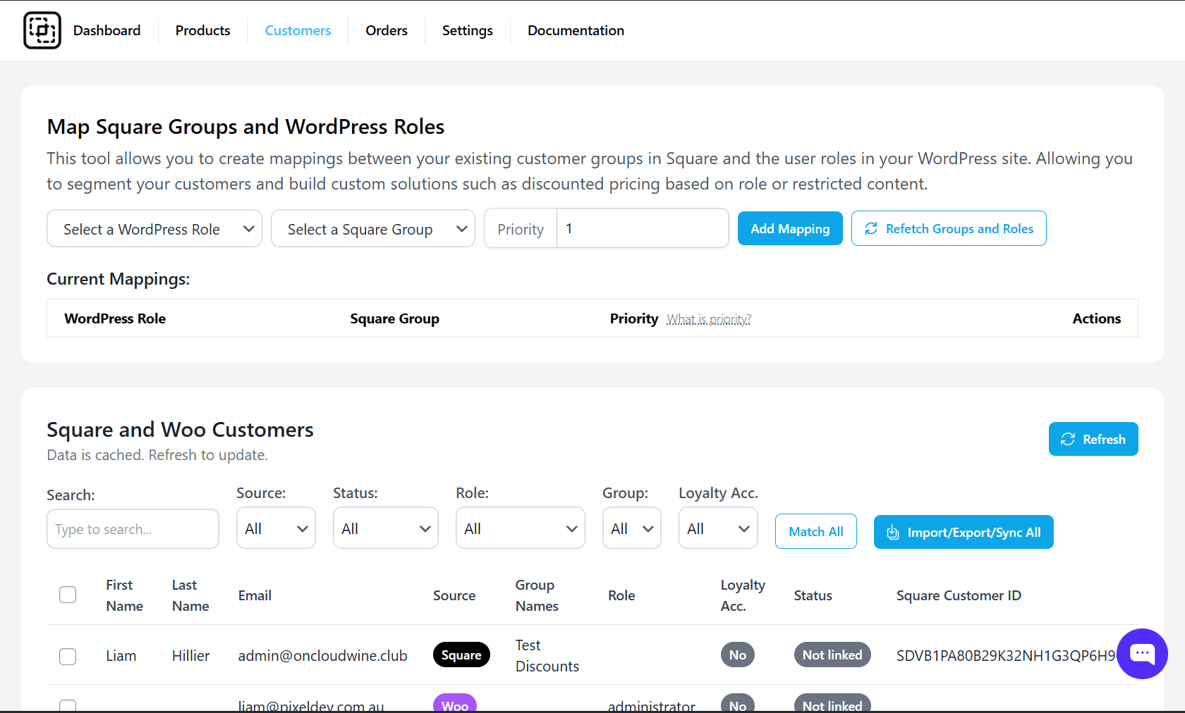 WooCOmmerce Square Customer Syncing 1